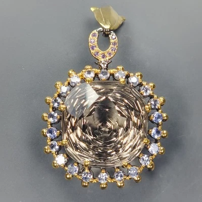 Gemstone 47 ct+ Natural Smoky Quartz Pendant 925 Sterling Silver  /NP52019 - Image 1 of 4