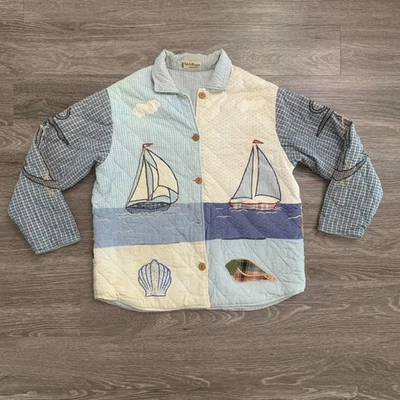 Chaqueta para tareas de algodón bordada mágica parche reversible vintage para mujer talla M Foto 1 de 4