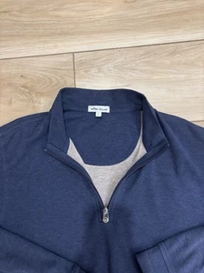 Peter Millar Crown Comfort Interlock Quarter Zip Large L Navy Blue Cotton Modal - Picture 1 of 6