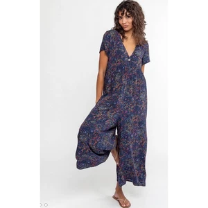 Vestido Mono Natural Life Boho Floral Pierna Ancha Azul Marino Paisley Nuevo con Etiquetas Talla Mediana - Imagen 1 de 11
