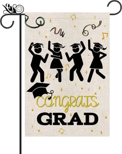 Tappo Laurea Bandiera Giardino Congratulazioni Verticale Doppio Lato Festeggia Laurea - Foto 1 di 6