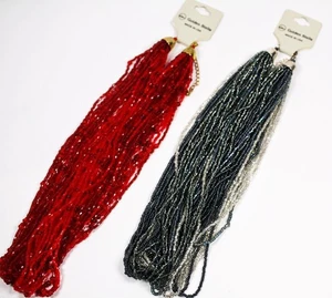 Multi Strang Perlen Halskette Mode Modeschmuck Rot oder Silber jxmf Neu - Bild 1 von 6