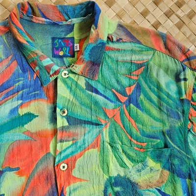 Camisa Hawaiana Jams World Para Hombres XL Rayón "Laguna" Floral De Colección Hawaiana Hecha en EE. UU. Foto 1 de 4
