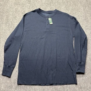 LL Bean Henley Shirt Mens L Blue Two-Layer River Driver's Wool Blend NWT - Picture 1 of 6