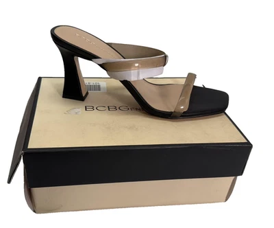 Sandálias salto alto BCBGeneration sapatos femininos tamanho 10M preto fumaça rota vestido novo - Imagem 1 de 4