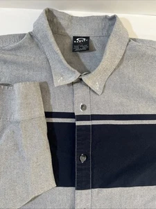 Oakley Hemd Herren XL grau blau gestreift Langarm Button Down Baumwolle - Bild 1 von 9