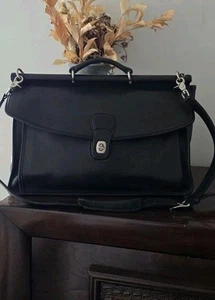 Sacoche d'ordinateur portable vintage Coach# 5266 Beckman en cuir noir verrouillage tournant mallette ! - Photo 1/9