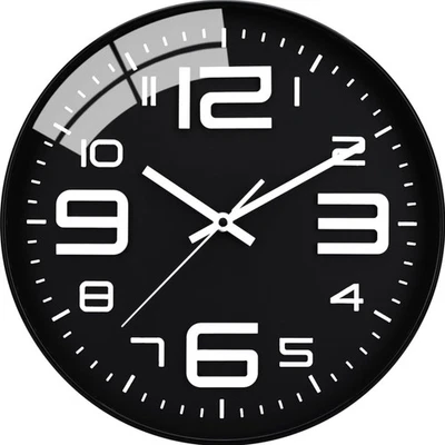 Wall Clock 30cm Silent Modern Kitchen Living Room, Black, Battery - Image 1 of 2