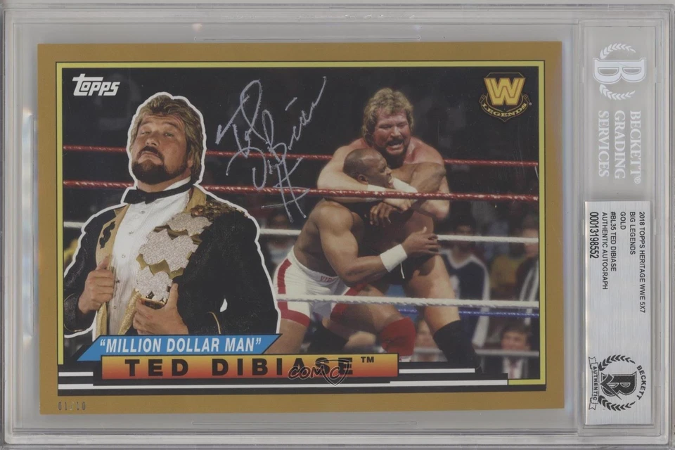 BAS 2018 Topps Heritage WWE Gold /10 Ted DiBiase #BL-35 BGS Authentic Auto - Image 1 of 2