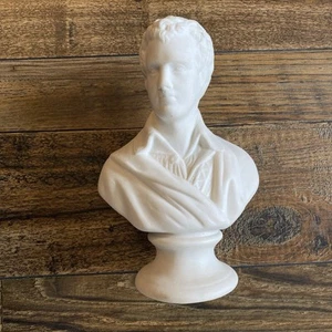 Antique 8.25” J & T Bevington Parian Bust Sculpture Of Lord Byron On Pedestal - Picture 1 of 8