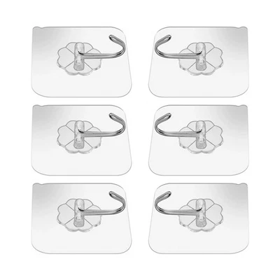 6Pack Waterproof Wall Hooks Strong Transparent Suction Cup Hanger For Bathroom - Image 1 of 4