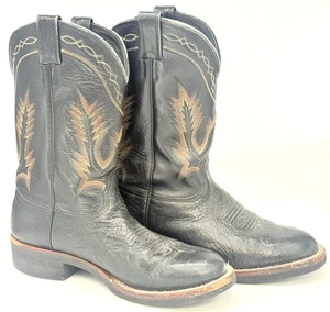 [LARRY MAHAN] Nocona Texas schwarz Leder Western Cowboystiefel Herren Größe 10D - Bild 1 von 10
