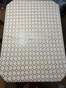 Vintage Crocheted Tablecloth Large Sized 76x55 Cream Color. Read. - Picture 1 of 5