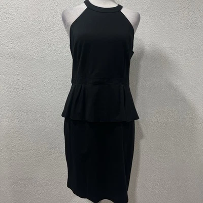 INC International Concepts Tiered Peplum Open Back Halter Neck Black Dress~Sz 12 - Image 1 of 4