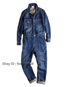 Mono vaquero clásico para hombre informal ajustado mono pantalones vaqueros pantalón vaquero - Imagen 1 de 6