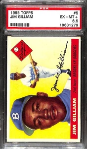 1955 TOPPS #5 JIM GILLIAM PSA 6.5 EX-MT 18631279 - Picture 1 of 2