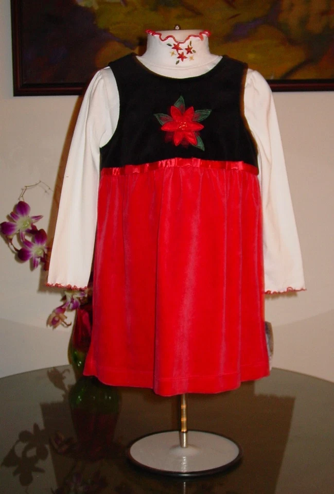 NUEVO CON ETIQUETAS Flapdoodles FIESTA DE VACACIONES Conjunto de Vestido Jersey 3T 4T Foto 1 de 4