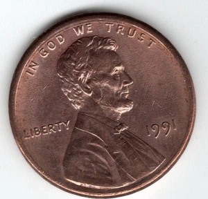 USA 1 Lincoln Memorial Cent 1991 (P) - Bild 1 von 2