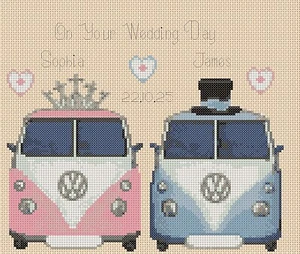 On Your Wedding Day campervan just married Cross stitch chart FlowerPower37-uk - Picture 1 of 1