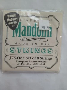 D'Addario Mandolin Strings J75 - One Set Of 8 Strings Phosphor Bronze Wound - Picture 1 of 2