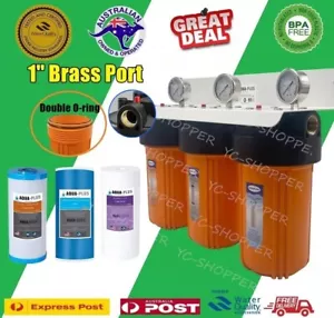 Big Blue 10" x 4.5" 3 stages Whole House Water Filter System 1" Brass Port - Picture 1 of 4