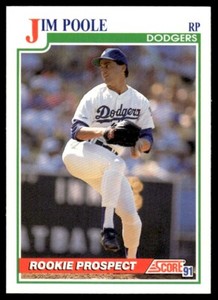 1991 Score Jim Poole Los Angeles Dodgers #357
