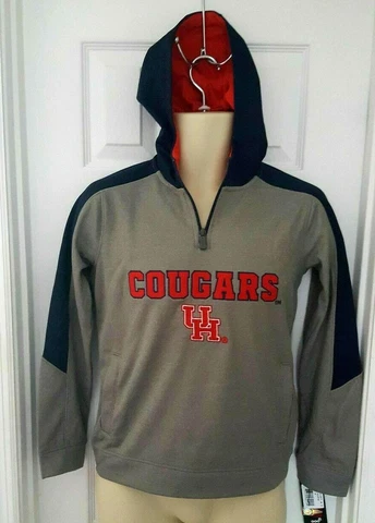Houston Cougars Youth Hoodie Medium 10/12 Gray Sweatshirt Embroidered Logo New Cover