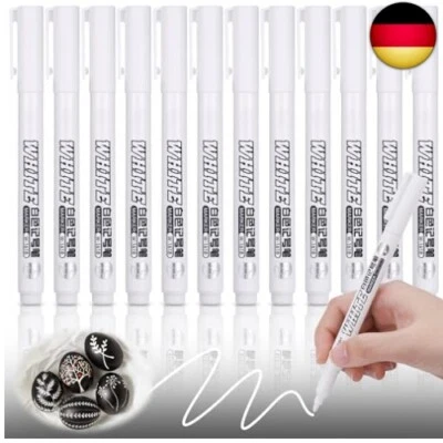 Acrylstifte, 12 Stück Acrylmarker Weiß, 1mm Fine Tip Permanent Marker W - Bild 1 von 4