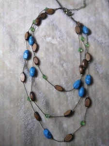 Lia Sophia BANDERA Necklace w/ Turquoise, Wood & Green Crystals - Picture 1 of 2