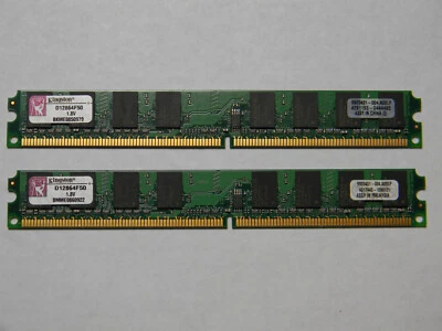 2GB =1GB x2 DDR2-6 Kingston D12864F50 PC2-5400 D12864F50 Low profile Desktop RAM - Image 1 of 2