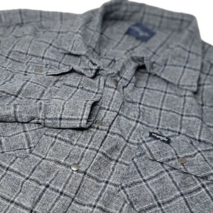 Camisa de franela a presión Wrangler para hombre XXL gris manga larga a cuadros - Imagen 1 de 5
