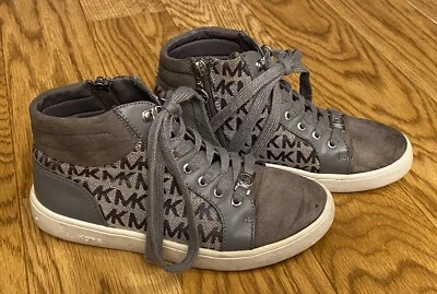 Michael Kors Ivy Serafina MK Grey High Top Shoes Big Kid Girl Size 2 - Imagem 1 de 4
