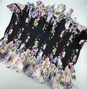 NWOT White House Black Market Bustier Top Women 12 Floral Ruffle Pleated - Picture 1 of 11