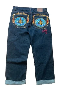 COOGI Jeans 40x33 Black Denim Baggy Wide Leg Skater Hip Hop Y2K - Picture 1 of 3