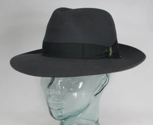 Origi. CAPPELLO BORSALINO Qualita Superiore feltro per capelli grigio medio Fedora Bogart cappello nuovo - Foto 1 di 1