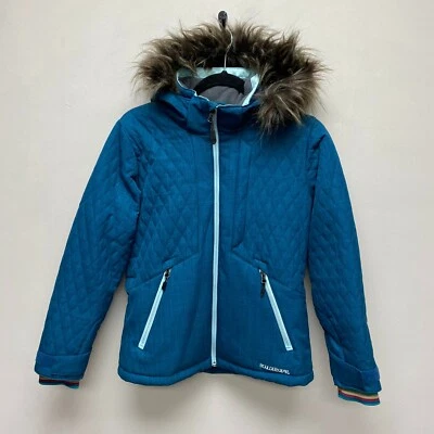 Boulder Gear Girls Blue Full Zip Quilted Faux Fur Outdoor Hooded Parka Jacket L - Image 1 of 4