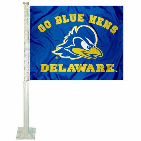 Delaware Blue Hens Go Blue Hens Car Auto Window Flag Cover