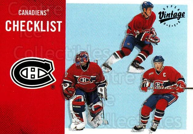 2000-01 UD Vintage #196 Trevor Linden, Jose Theodore, Saku Koivu, Checklist - Image 1 of 1