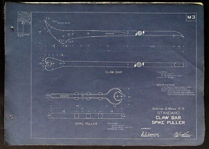 Boston & Maine RR M-3 Blue Print Standard Claw Bar Spike Puller - Bild 1 von 1