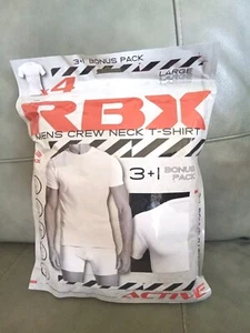 Men's 100% Cotton T- Shirts RBX Black Gray White Crew Neck 4 Pack Size Large - Bild 1 von 2