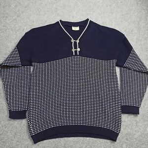 Suéter de lana vintage para hombre talla L-XL azul marino nórdico Fair Isle jersey hecho en Inglaterra - Imagen 1 de 13