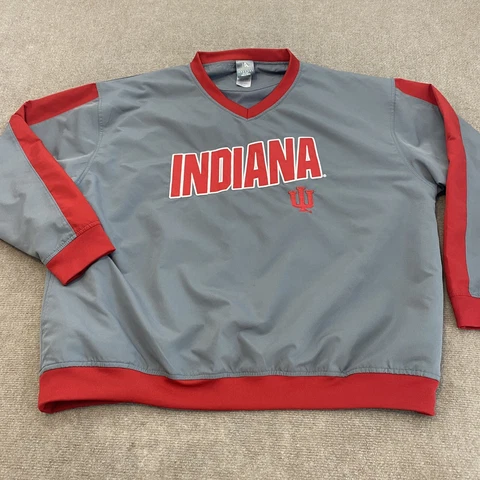 Indiana Hoosiers Jacket Mens Extra Large Red Pullover Embroidered Logo College Cover