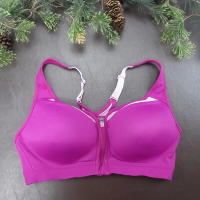 Sutiã esportivo Champion tamanho M acolchoado rosa corrida sem fio zíper traseiro frontal - Imagem 1 de 4