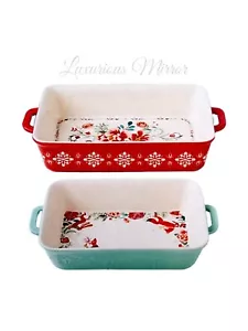 The Pioneer Woman Merry Meadows Set 2 Pezzi Rettangolare Ceramica Vacanze - Foto 1 di 7