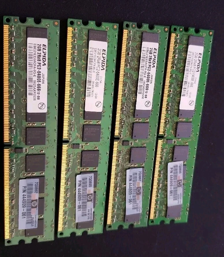 4GB Elpida 4pcs 2GB 2Rx8 PC2-6400U DDR2 800MHz 240pin DIMM Desktop Memory RAM 2G - Image 1 of 3