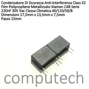 5 pezzi 220nF 305V Ac 10% Condensatore Film Polipropilene Class X2 SH - Imagen 1 de 1