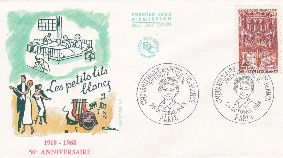 France 1968 FDC Fiftieth Anniversary Of Small oak Bunk Beds White yt 1575 - Image 1 of 1