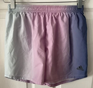 Adidas Girls XL Size 16 Shorts Rainbow Pastel Tie Dye Purple Blue Soft - Picture 1 of 6