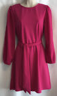 New Lipsy Size 12 Winter Orchid Pink Long Sleeve Tie Waist Shift Dress Party