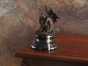 Rzeźba z brązu Art Déco – podpisane elfy na czarnym marmurowym cokole według Milo - Zdjęcie 1 z 5